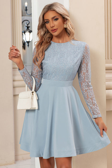 Robe Dentelle Bleue Élégante - gallery 3