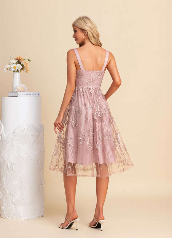 Robe Dentelle Rose Poudrée Mariage - gallery 2