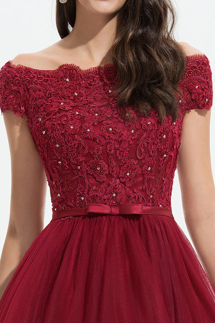 Robe De Cocktail Asymétrique Dentelle - gallery 1