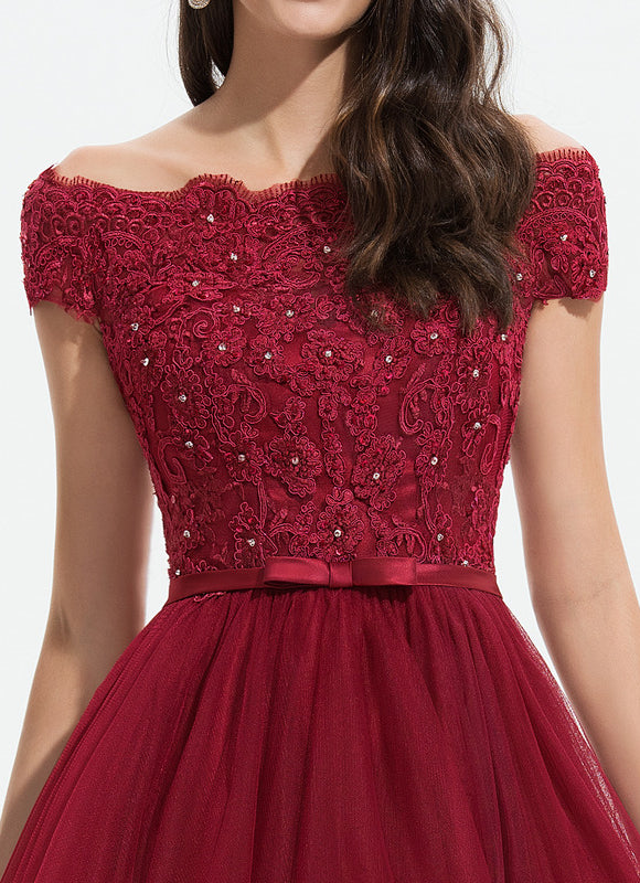 Robe De Cocktail Asymétrique Dentelle - gallery 1