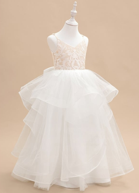 Robe Dentelle Tulle Volants - gallery 1