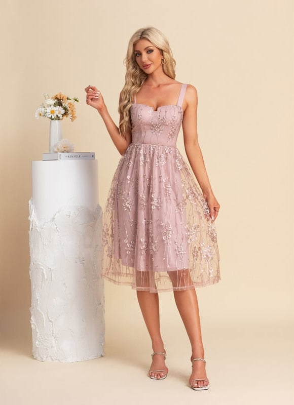 Robe Dentelle Rose Poudrée Mariage - gallery 3