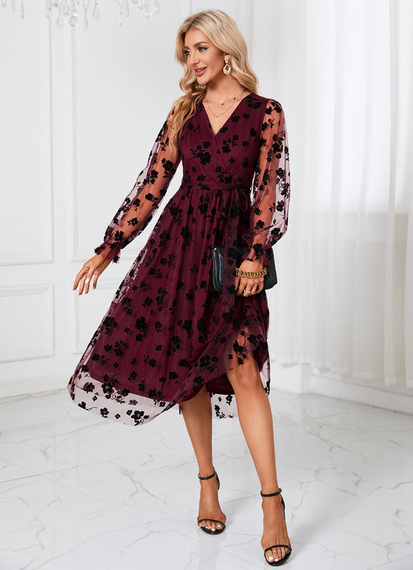 Robe Dentelle Tulle Floral Élégante - gallery 7
