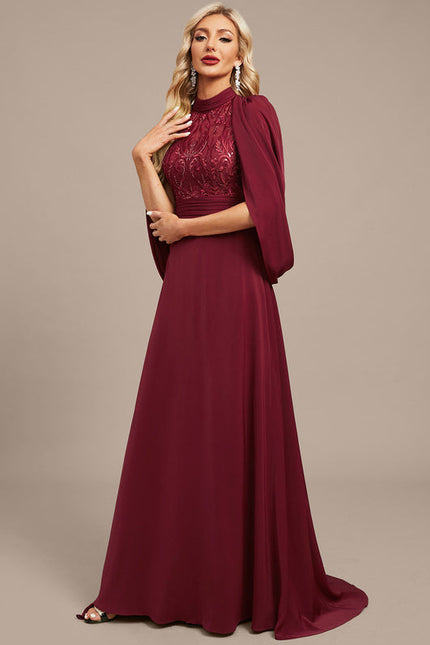 Robe Dentelle Soirée Col Haut - gallery 3