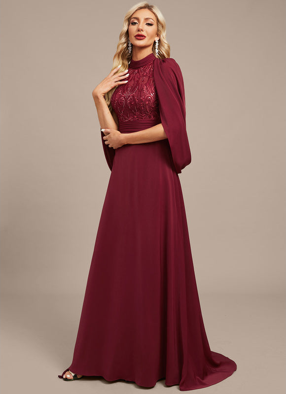 Robe Dentelle Soirée Col Haut - gallery 3