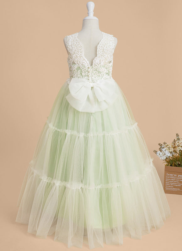Robe Dentelle Fille Tulle Vert - gallery 3