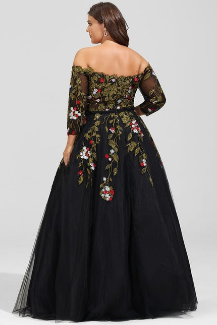 Robe Dentelle De Gala Florale - gallery 8