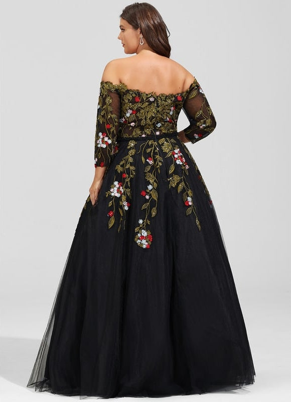 Robe Dentelle De Gala Florale - gallery 8