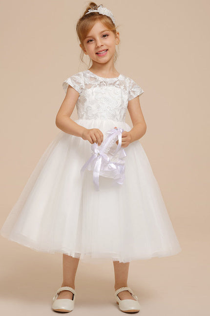 Robe Dentelle Tulle Blanc Festif
