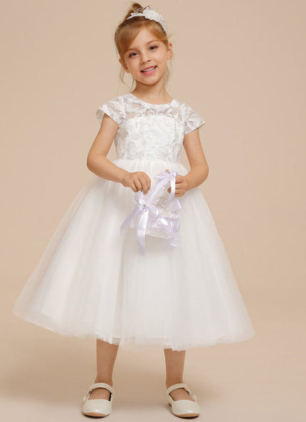 Robe Dentelle Tulle Blanc Festif