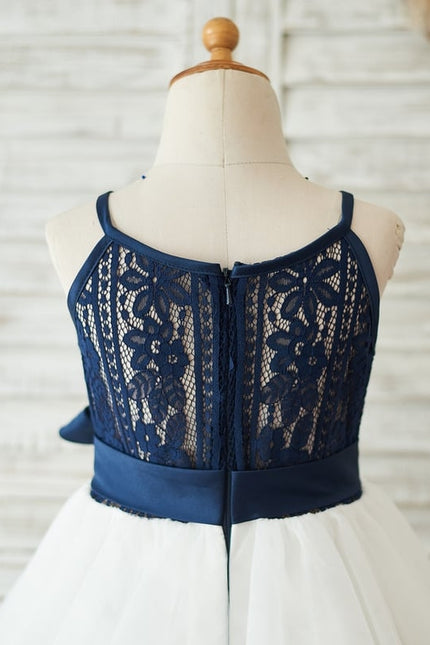 Robe Dentelle Enfant Marine - gallery 1