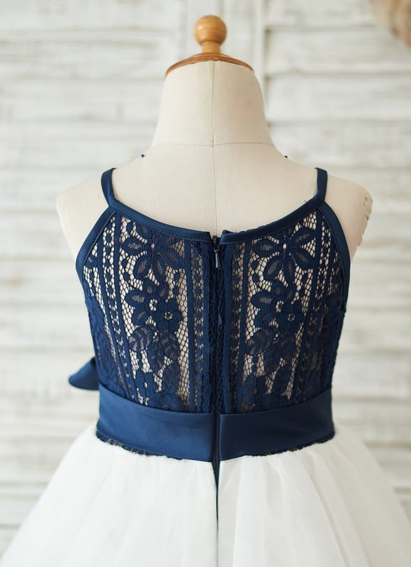 Robe Dentelle Enfant Marine - gallery 1
