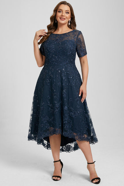 Robe Dentelle Pailletée Marine - gallery 8