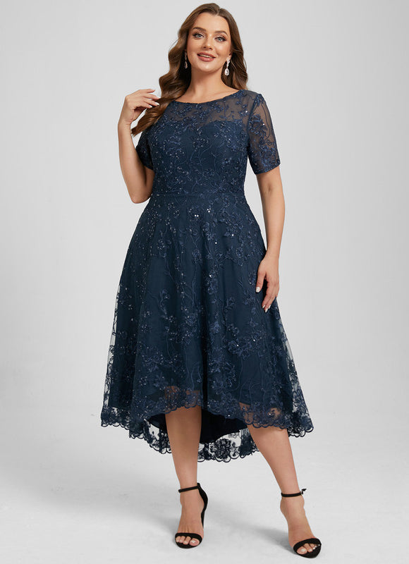 Robe Dentelle Pailletée Marine - gallery 8