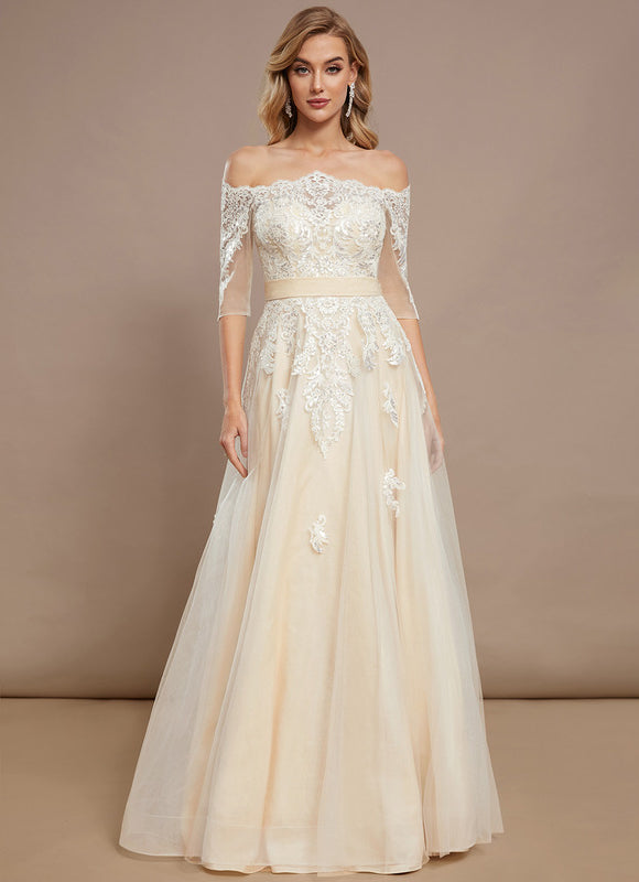 Robe Dentelle Princesse Tulle Ornée - gallery 2