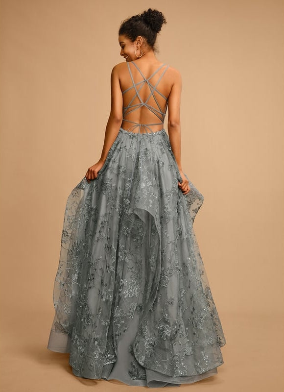 Robe De Soirée Dentelle Verte - gallery 6