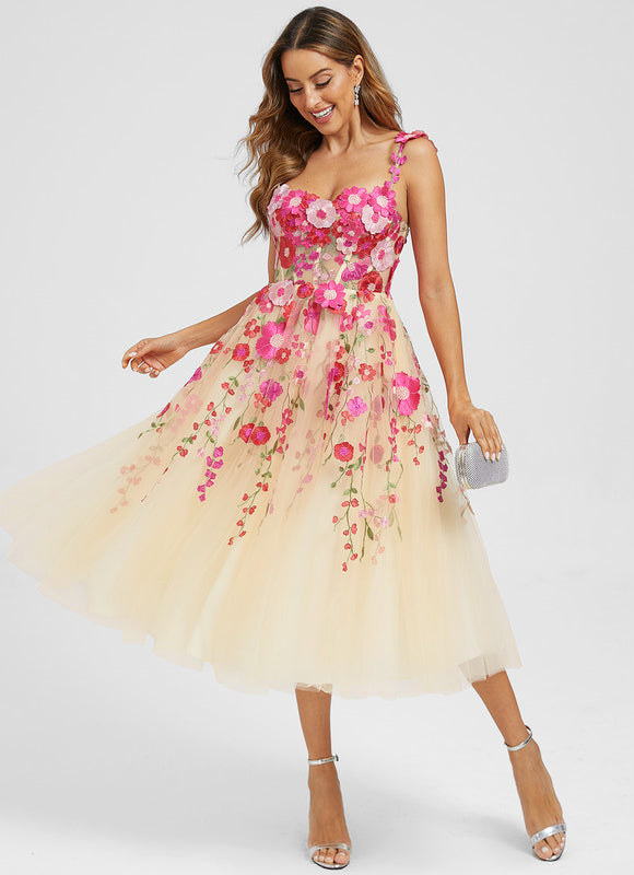 Robe Dentelle Florale Éclatante - gallery 2