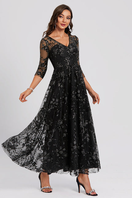 Robe Dentelle Étoilée Noire