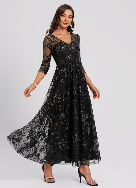 Robe Dentelle Étoilée Noire