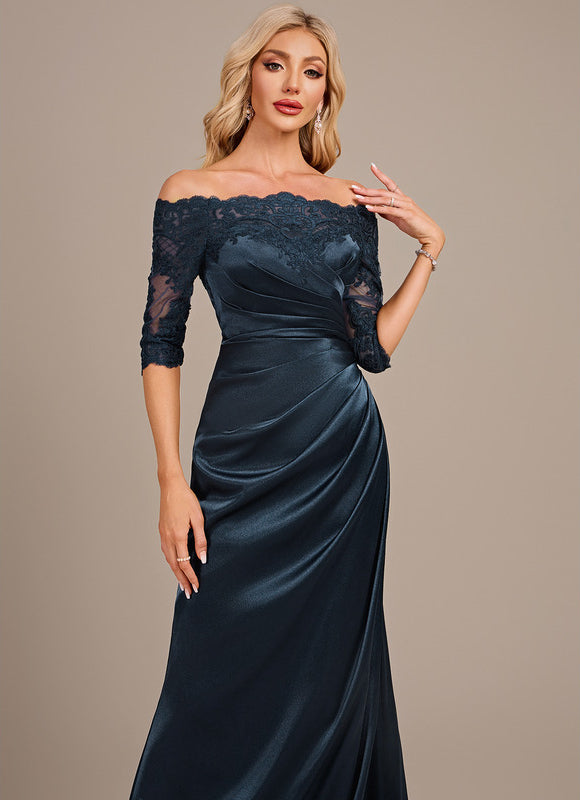 Robe De Soirée Dentelle Et Satin - gallery 1