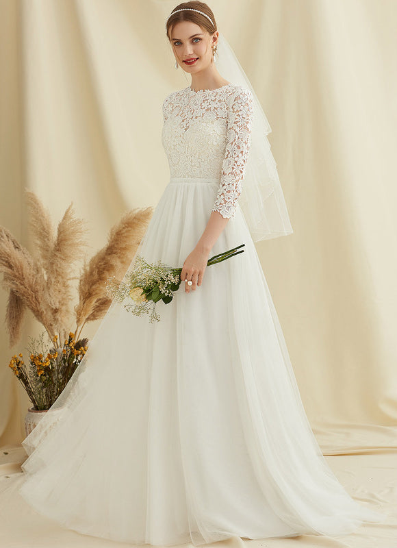 Robe Dentelle En Tulle Fluide - gallery 5