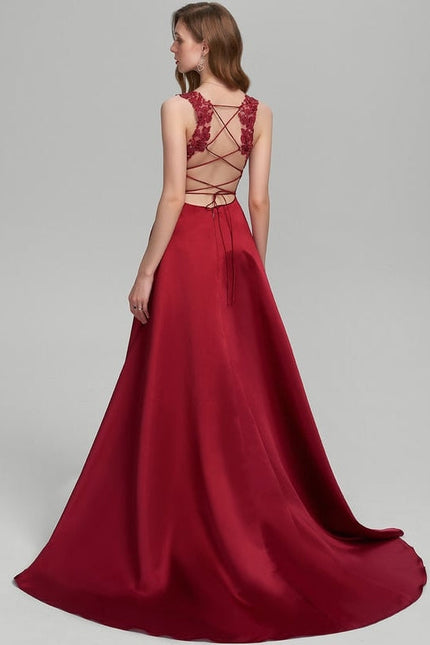 Robe Dentelle Satin Profond - gallery 1