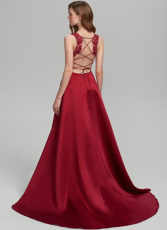 Robe Dentelle Satin Profond - gallery 1