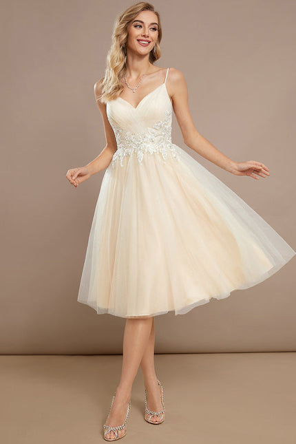 Robe Dentelle Tulle Paillettes Ivoire - gallery 3