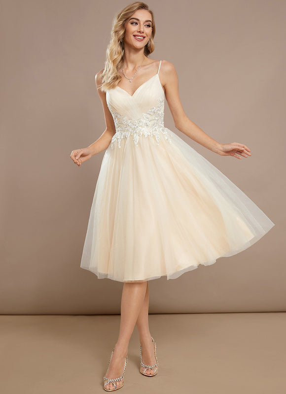 Robe Dentelle Tulle Paillettes Ivoire - gallery 3