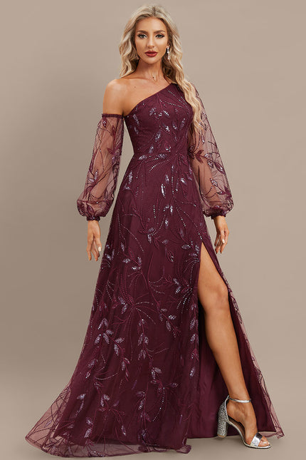 Robe Dentelle Bordeaux Pailletée - gallery 4