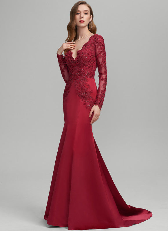 Robe Rouge Dos Nu Dentelle - gallery 2