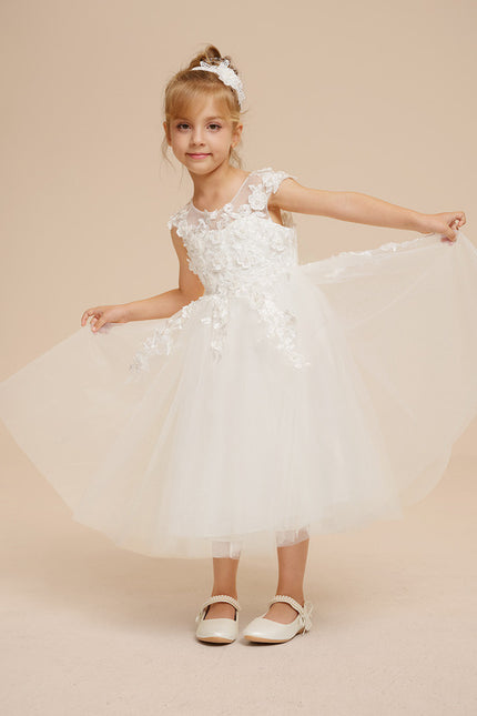 Robe Dentelle Enfant Blanche Florale - gallery 9