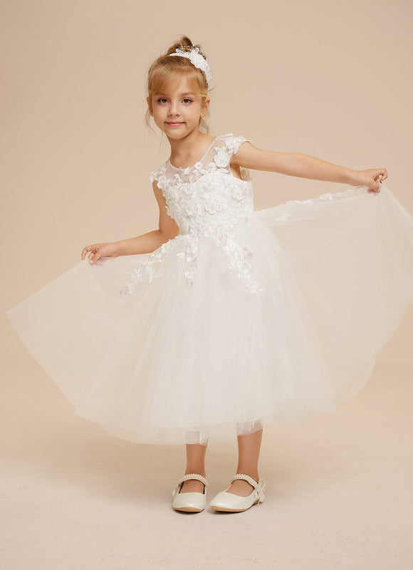 Robe Dentelle Enfant Blanche Florale - gallery 9