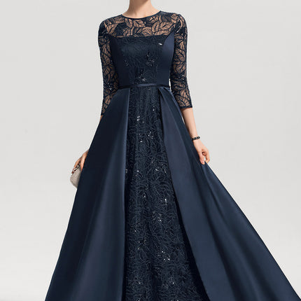 Robe Dentelle Satin Étoilé