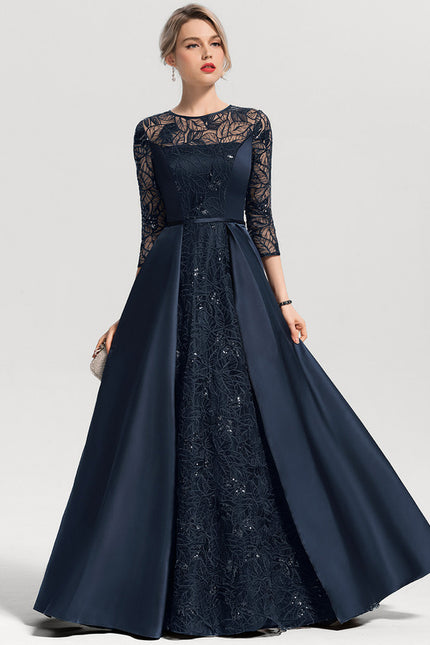 Robe Dentelle Satin Étoilé