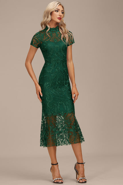 Robe Dentelle En Dentelle Verte - gallery 3