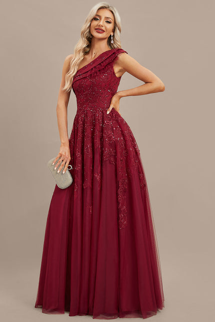 Robe Dentelle Bordeaux Scintillante - gallery 2