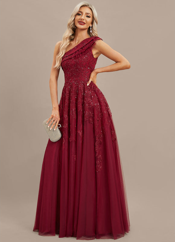 Robe Dentelle Bordeaux Scintillante - gallery 2