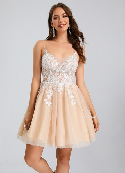 Robe Dentelle Courte Tulle Floral