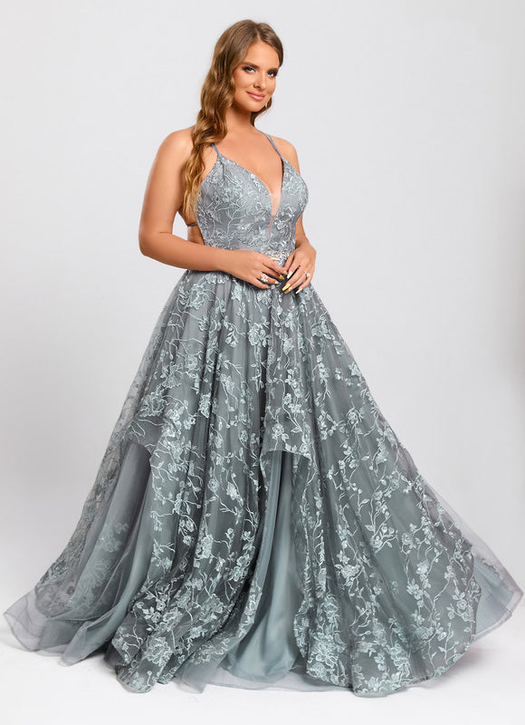 Robe De Soirée Dentelle Verte - gallery 9