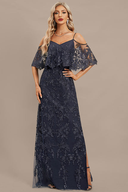 Robe Dentelle Marine Brodée - gallery 1