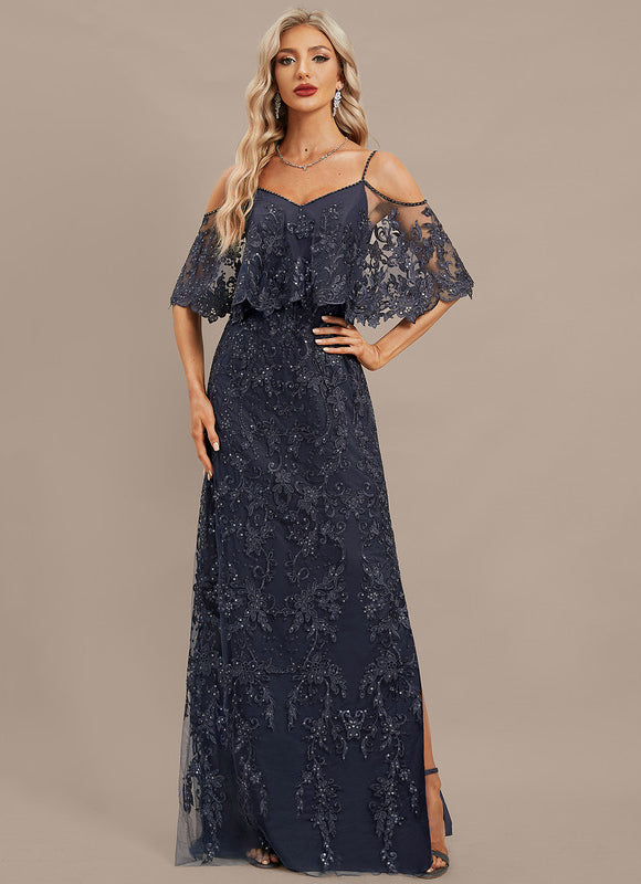 Robe Dentelle Marine Brodée - gallery 1