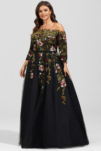 Robe Dentelle De Gala Florale - gallery 9