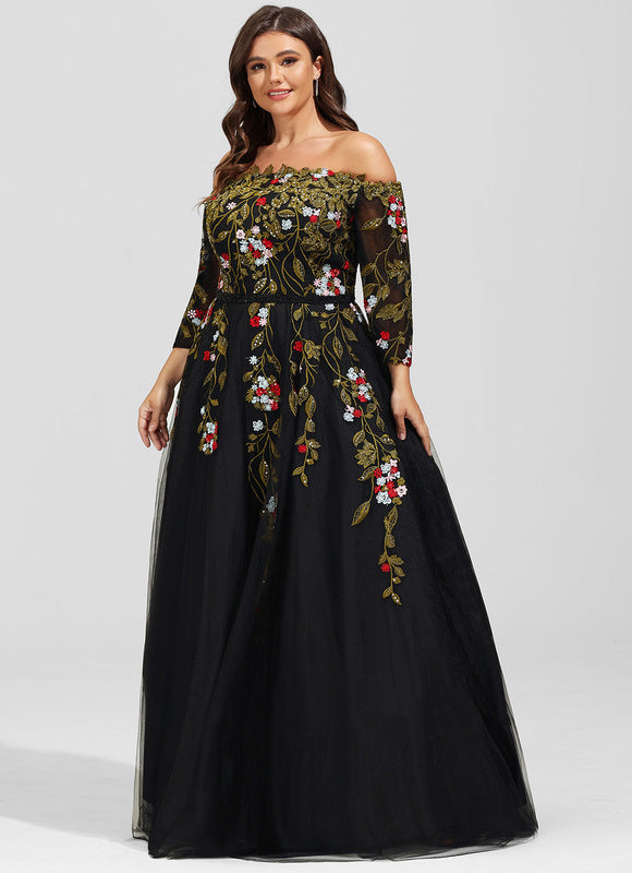 Robe Dentelle De Gala Florale - gallery 9