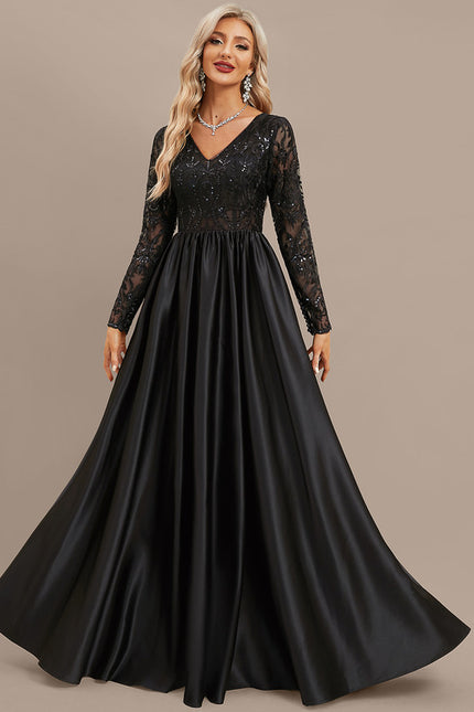 Robe Dentelle Noire Satinée