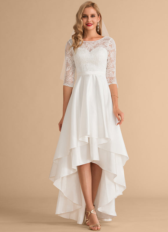 Robe Dentelle Asymétrique Satinée