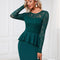 Robe Dentelle Peplum Émeraude