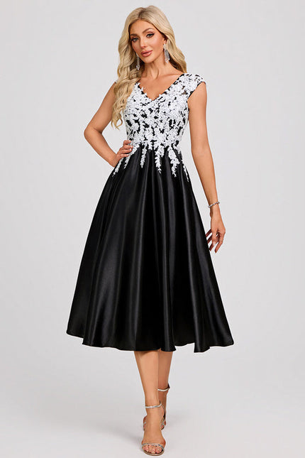 Robe Dentelle Satin Contrastée - gallery 1