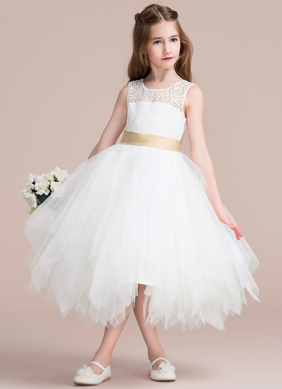 Robe Dentelle Enfant Blanche Florale - gallery 2