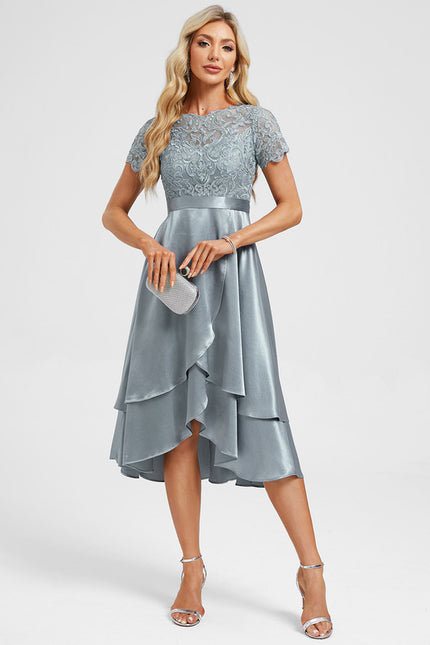 Robe Dentelle Satin Bleu Ciel - gallery 3